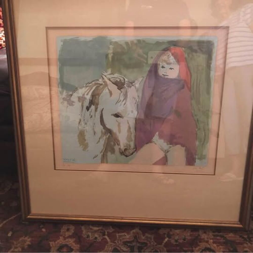 Limited Edition, silkscreen Vertes signed print “untitled” horse and girl
23x 2